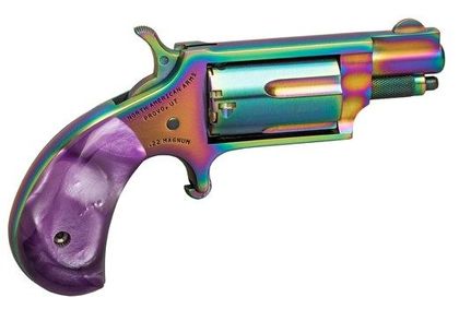 NAA Magenta Magnum .22 WMR Revolver - Titanium Rainbow, Purple Pearlite Grips