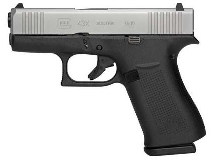 GLOCK G43X Gen 1 9mm Compact Silver nPVD Pistol, 10-Round Capacity