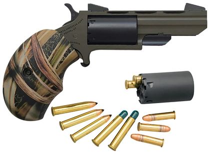 NAA Huntsman Dual-Caliber Revolver .22 LR/WMR - OD Green Camo Grips