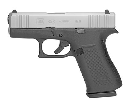 Glock 43X Gen1 Silver nPVD 9mm Compact Pistol - Lightweight & Durable