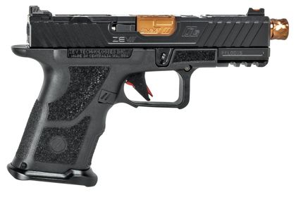 ZEV OZ9c Gen 1 Compact 9mm - Black/Bronze, Fiber Optic Sight, 15-Rd