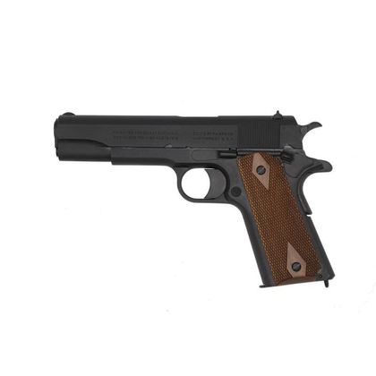 Colt 1911 Black Army Gen 1 .45 ACP Pistol - Matte Blue, Wood Grips