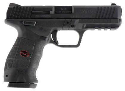 SAR9 Gen 1: Black 9mm Semi-Auto Pistol, 17+1 Capacity, Ergonomic Design