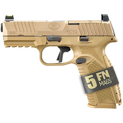 FN 509 MRD Gen 1 9mm Pistol Bundle - Optics Ready, 5 Mags, FDE Finish