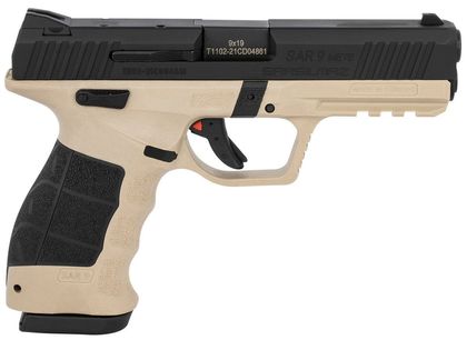 SAR9 Mete Safari 9mm Pistol - 17+1 Capacity, Black/Tan Finish