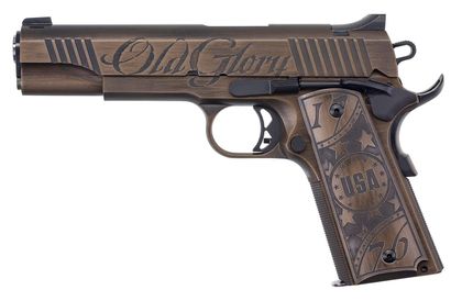 Auto-Ordnance 1911-A1 Bronze Patriot .45 ACP, Engraved Grips & Night Sights