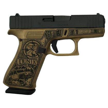 Glock 43X Sand Engraved 9mm Semi-Auto Handgun - Compact Defense Elegance