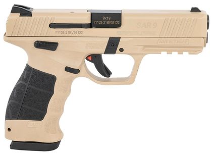 SAR9 Gen 1 9mm Pistol - 3.8" Barrel, 17-Rd, Tan Finish, Ergonomic Grip