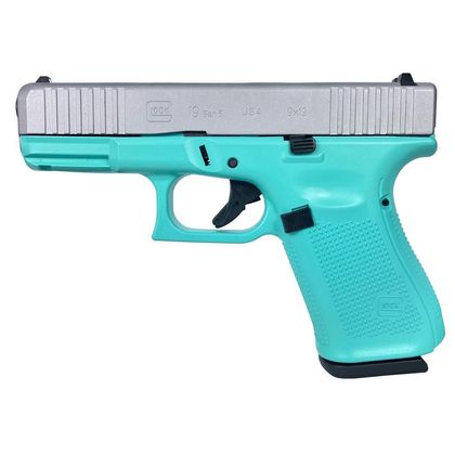 GLOCK G19 Gen 5 9mm Semi-Auto Pistol - Dual Tone Silver & Blue
