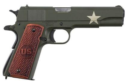 Auto-Ordnance 1911 Tanker Gen 1 .45 ACP OD Green, Custom Wood Grips