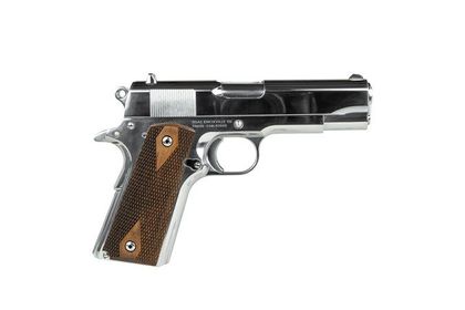 Tisas 1911 Desperado Chrome Semi-Auto Pistol, 9mm/.38 Super, Walnut Grips