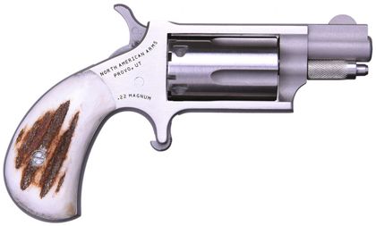 NAA Mini-Revolver Gen 1: .22 Mag Stainless with Red Stag Grips