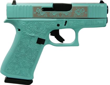 Glock 43X Rose Engraved Tiffany Blue 9mm Semi-Auto Pistol