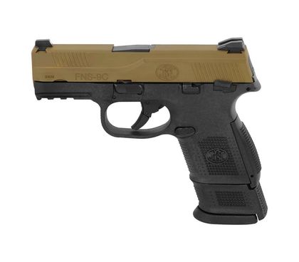 FN FNS-9 Compact Gen 1, 9mm Striker-Fired Pistol, FDE Slide