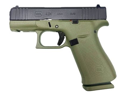 Glock 43X Gen 1 Slimline 9mm Semi-Auto Pistol - OD Green/Black
