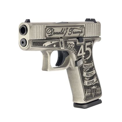 Glock G43X MOS Custom "Trump 2024" Crushed Silver 9mm Pistol