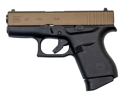 Glock Slimline 43 Burnt Bronze 9mm Pistol, Gen 1 - Compact & Reliable