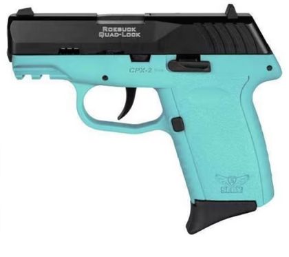 SCCY CPX-2 Gen3 9mm Compact Pistol, Black/Aqua, Ergonomic Grip