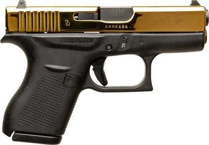 Glock G42 Gen 1 Compact .380 ACP - Black & Gold Titanium Finish
