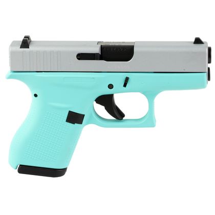 Glock 42 Gen1 .380 ACP Compact Pistol - Robin's Egg Blue & Silver Slide
