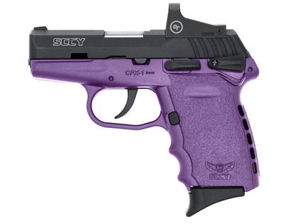 SCCY CPX-1RD 9mm Purple Grip Pistol with Iron Red Dot Sight