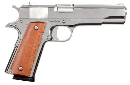 ARMSCOR Classic M1911-A1 GI .45 ACP, Polished Nickel, Wood Grips