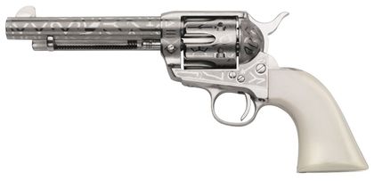 Taylors 1873 Cattle Brand .45 Colt SA Revolver - Nickel Ivory Edition