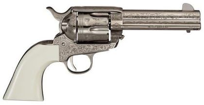 Cimarron Meldrum Engraved Nickel .45 Colt Revolver 4.75" Classic Edition
