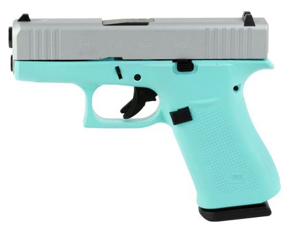 GLOCK 43X Gen1 9mm Sub-Compact Pistol - Robins Egg Blue/Silver