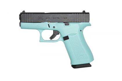 Glock G43X Gen 1 Robin Egg Blue 9mm Pistol, 10rd, Compact Elegance