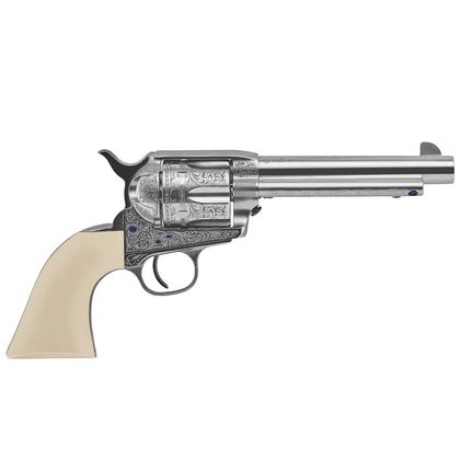 Teddy 1873 Classic .45 Colt Revolver - Engraved Nickel & Ivory Grips